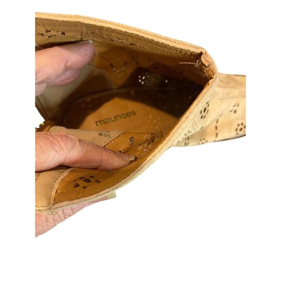 Open Toe Ankle Boot Sandal Maurices Eyelet Suede Leather Size 9M Tan/Camel Color - Picture 3 of 4